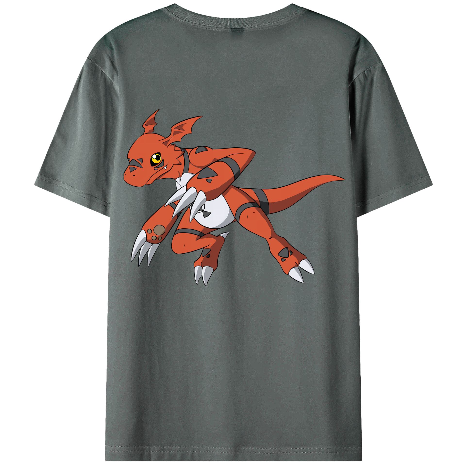 （画像用） Digimon デジタルモンスター/デジモン 綿100％ メンズ半袖Tシャツ（バックプリント） 通気性